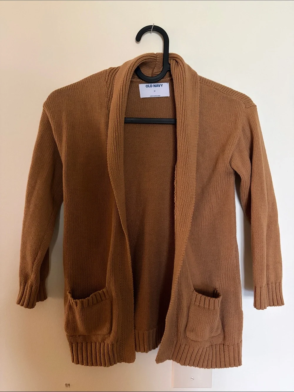 Old Navy Camel Open-Front Knit Cardigan with Pockets